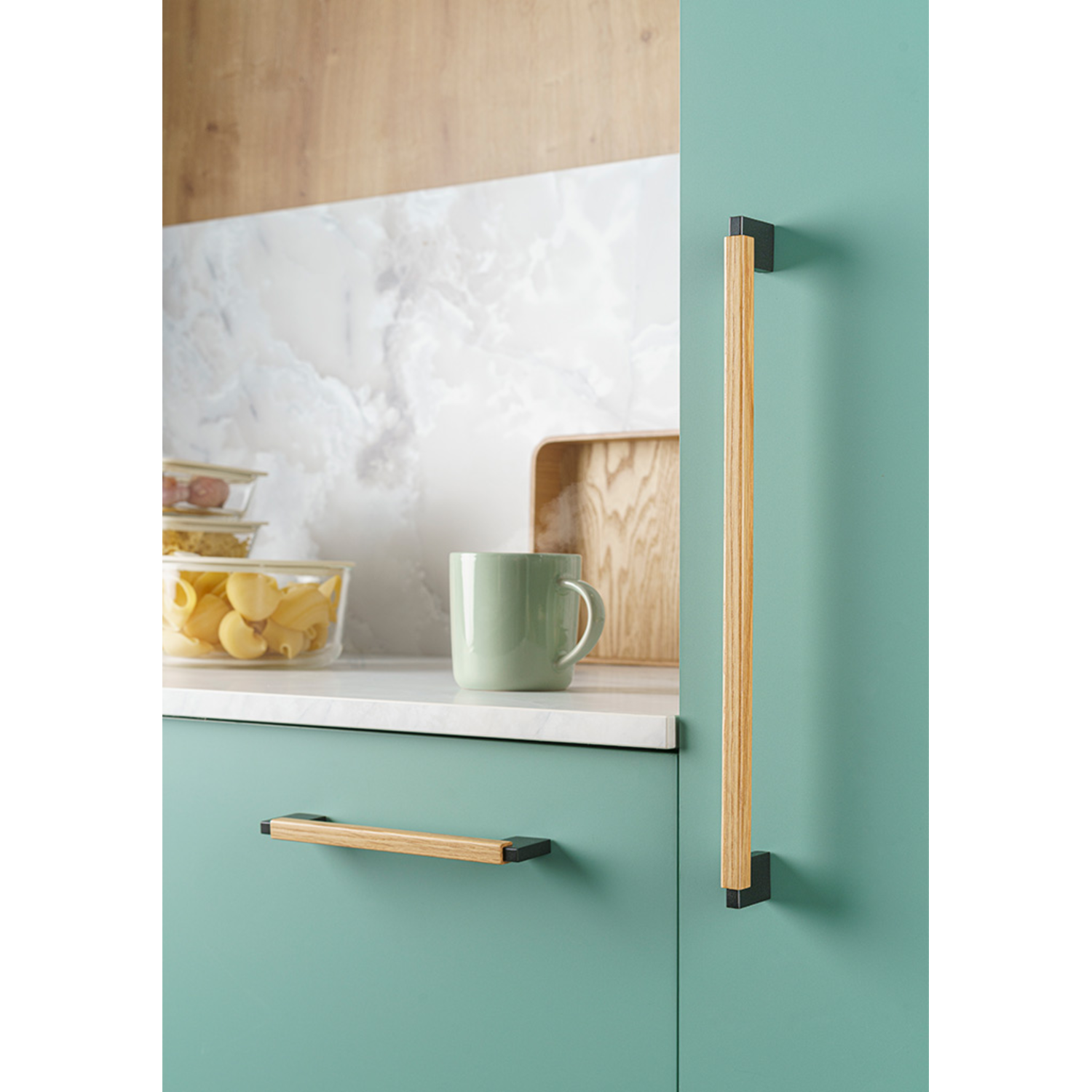 Greep DUO BA320 L354.6 hout / aluminium zwart / eik